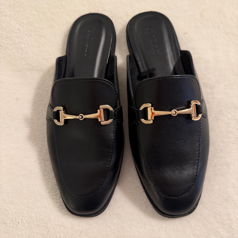Black Horsebit loafer slides Mules Size 6.5